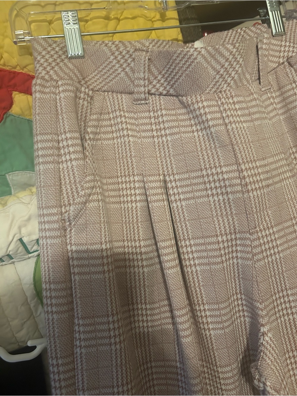 HALARA Blush Plaid High-Waist Wide-Leg Crop Pants - Picture 2 of 4